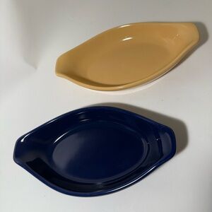 Pair of CHANTEL Blue and Yellow 1 Cup Ceramic Casserole Dishes